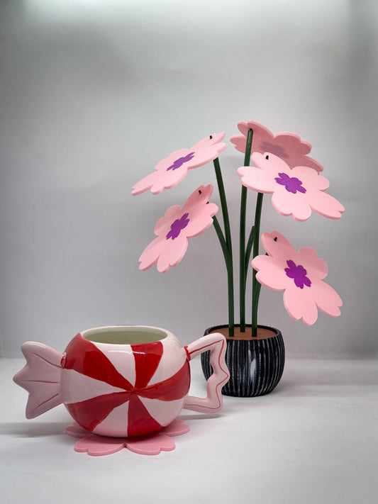 Floare 3D cu Frunze Coastere