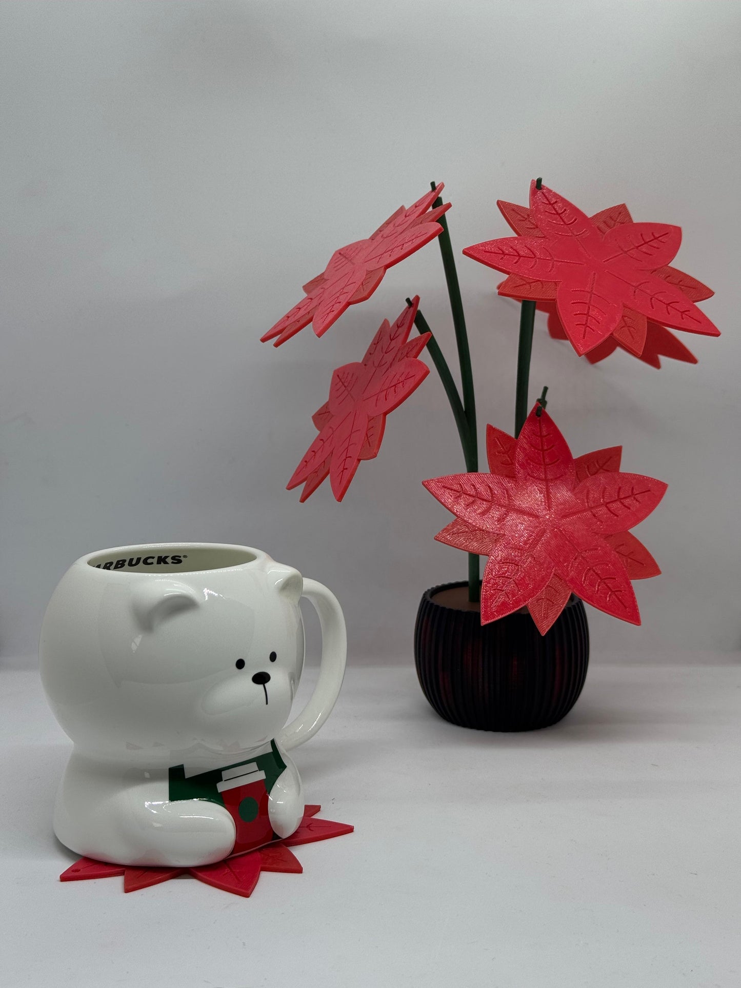 Floare 3D cu Frunze Coastere